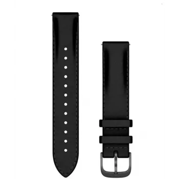 Garmin Quick Release Bands (18 mm) Black Leather, Brushed Slate Hardware