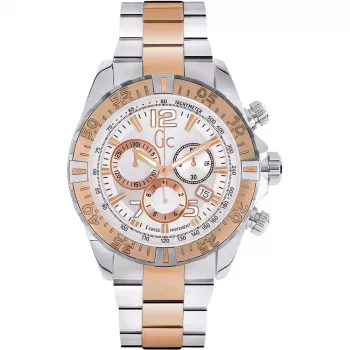 GC męski zegarek Y02006G1 szwajcarski kwarcowy chronograf - koperta ze stali nierdzewnej 45 mm, czarna tarcza