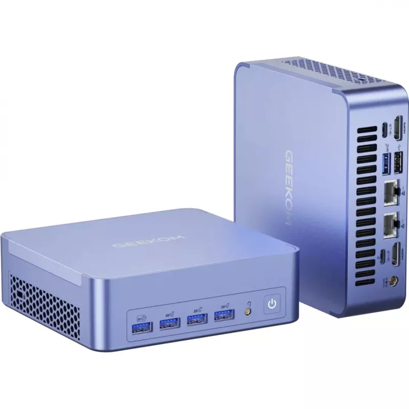 GEEKOM AX8 MAX Mini PC, Intel Core i7-12650H, 16GB DDR5, 512GB SSD, Windows 11 Pro, Srebrny