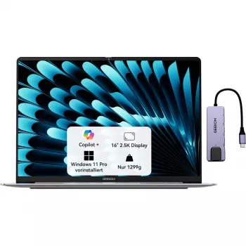 GEEKOM GEEKBOOK X16 PRO (Srebrny, Intel Core Ultra 5 125H, Intel Arc Graphics, 32 GB LPDDR5, 1 TB SSD, Windows 11 Pro)