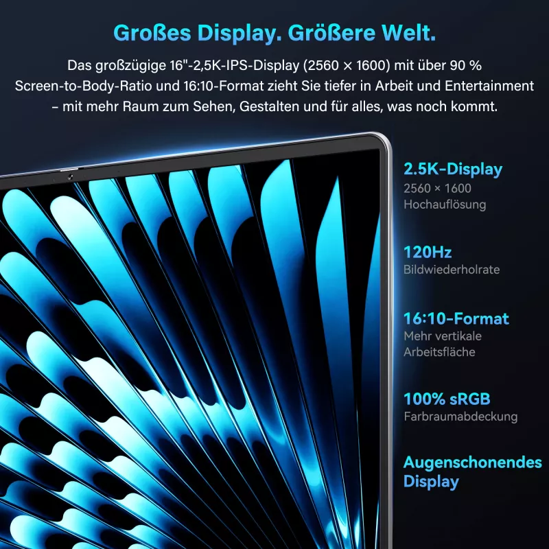 GEEKOM GEEKBOOK X16 PRO (Srebrny, Intel Core Ultra 5 125H, Intel Arc Graphics, 32 GB LPDDR5, 1 TB SSD, Windows 11 Pro)