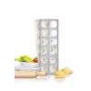 Zestaw do ravioli GEFU 3-częściowy z deską, wykrawaczem i wałkiem, 24 kwadratowe ravioli 60x60 mm, biały/srebrny