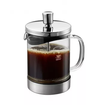 Ekspres do kawy French Press GEFU DIEGO 600 ml, szkło borokrzemianowe i stal nierdzewna, srebrny/czarny