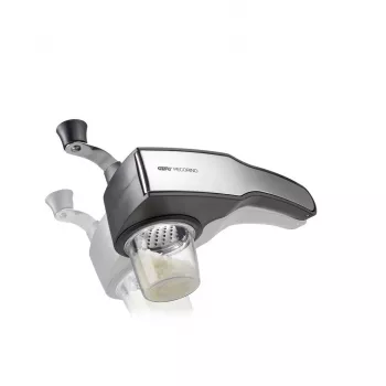 GEFU PECORINO Ręczna tarka obrotowa i spiralizer, 3 bębny do tarcia, 2 wkłady do spiralizacji, czarny/srebrny, przyssawka