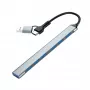 Gembird 7-Port USB 3.2 Gen 2 Hub - 6x USB-A 2.0 + 1x USB-A 3.2, Srebrny