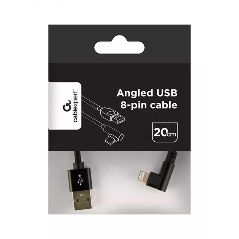 GEMBIRD kątowy pleciony kabel USB-A do 8-pin Lightning 0,2 m czarny