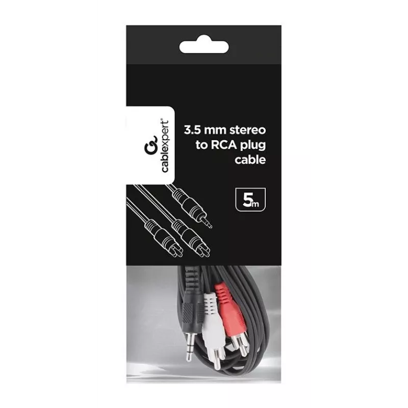 Gembird CCA-458-5M Przewód audio 3.5mm Jack na 2x RCA męski-męski 5m
