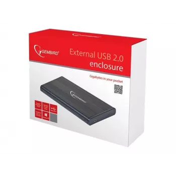 Gembird EE2-U2S-5 Zewnętrzna obudowa USB 2.0 na dysk 2,5 inch SATA HDD/SSD, aluminiowa, czarna