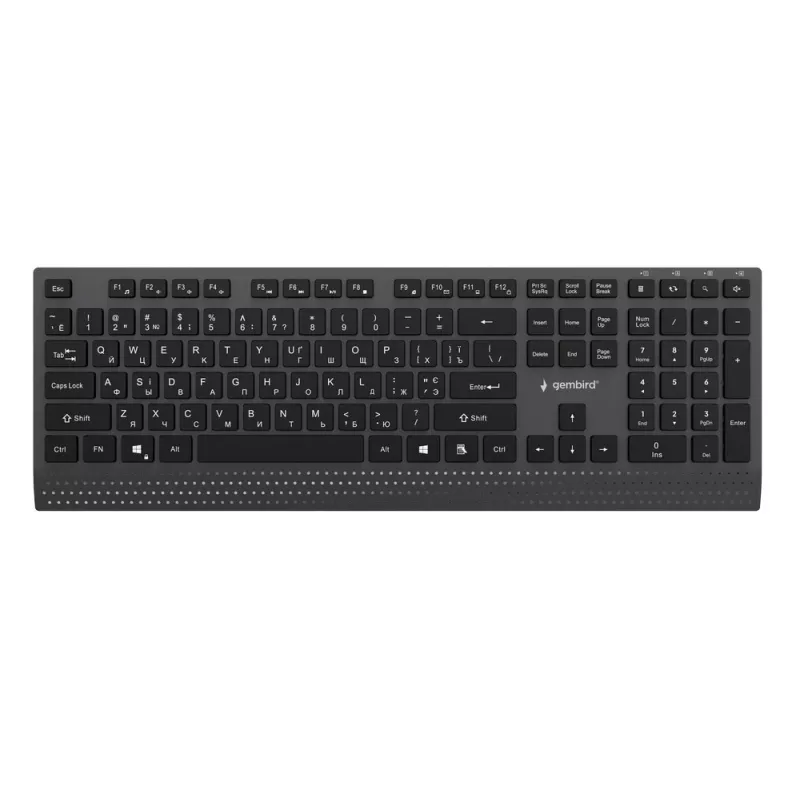 Gembird KB-MCH-06-CYRL Slim Wired Multimedia Keyboard with Type-C Adapter, Cyrillic Layout, Black