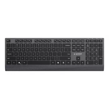 Gembird KB-MCH-06 smukła przewodowa klawiatura multimedialna z adapterem Type-C, układ US, czarna