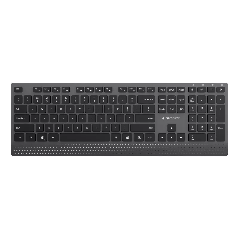 Gembird KB-MCH-06 smukła przewodowa klawiatura multimedialna z adapterem Type-C, układ US, czarna