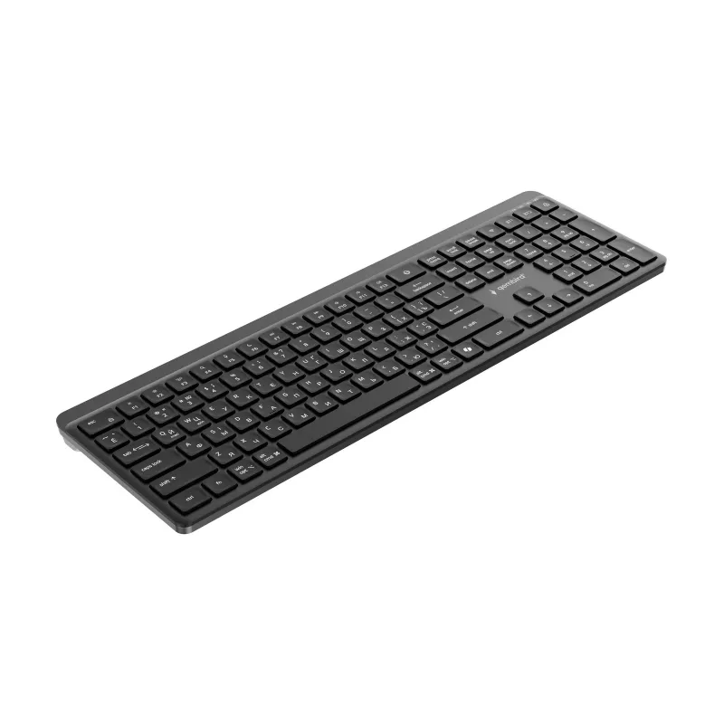 Gembird KB-WPS-03-CYRL Dual-Mode Slim Wireless Keyboard (2.4G + BT), Russian/Cyrillic Layout, Black
