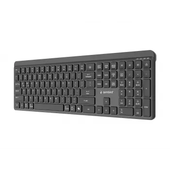 Gembird KB-WPS-03 Dwutrybowa Slim Klawiatura Bezprzewodowa Pro-Business, 2.4G + Bluetooth, Układ US, Czarna