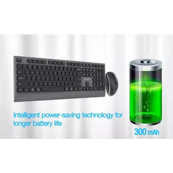 Gembird KBS-WPS-02-CYRL Dual-Mode Wireless Keyboard and Mouse Set, 2.4G + Bluetooth, Russian Cyrillic Layout, Black