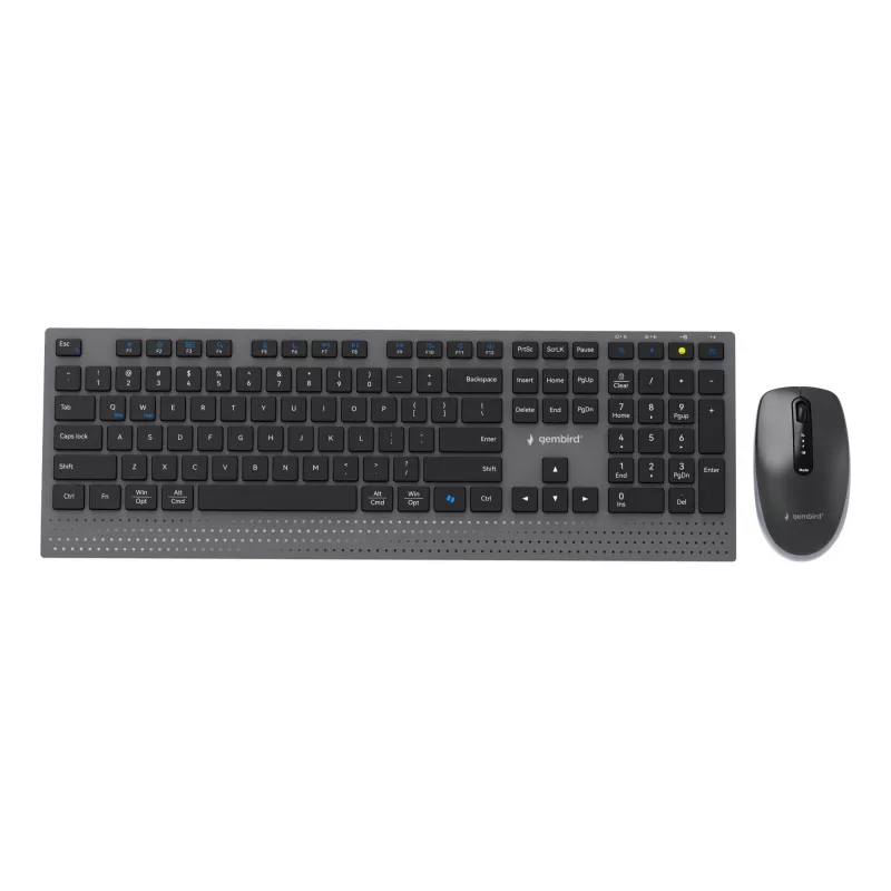 Gembird KBS-WPS-02 Dwutrybowy cienki bezprzewodowy zestaw biurkowy, 2,4 GHz + Bluetooth, układ US (klawiatura i mysz)