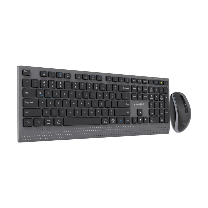 Gembird KBS-WPS-02 Dwutrybowy cienki bezprzewodowy zestaw biurkowy, 2,4 GHz + Bluetooth, układ US (klawiatura i mysz)