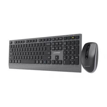 Gembird KBS-WPS-02 Dwutrybowy cienki bezprzewodowy zestaw biurkowy, 2,4 GHz + Bluetooth, układ US (klawiatura i mysz)