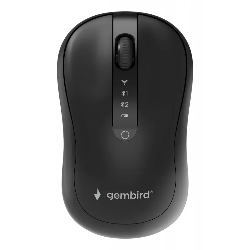 Gembird MUSW2-4B-01 Dwutrybowa mysz bezprzewodowa (2.4 GHz + Bluetooth 5.0) z sensorem optycznym 1600 DPI, 4 przyciski, oburęczna, czarna