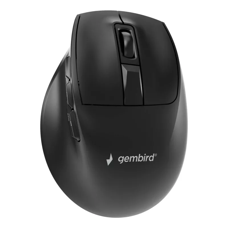 Gembird MUSW3-9B-01 Trójtrybowa Bezprzewodowa Mysz Ergonomiczna (2.4 GHz + Bluetooth + USB-C), 2400 DPI, 9 Przycisków, Czarna