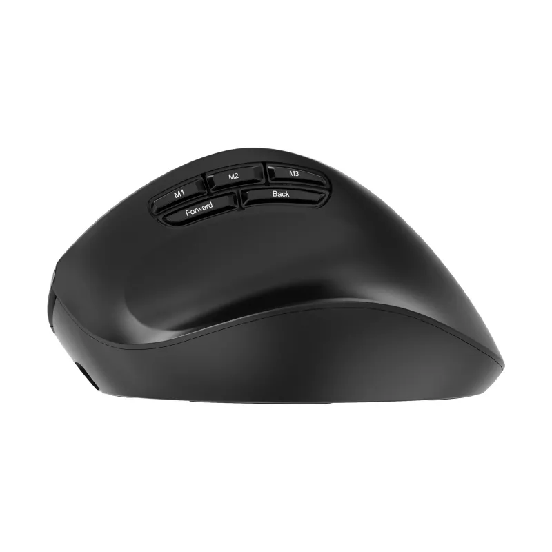 Gembird MUSW3-9B-01 Trójtrybowa Bezprzewodowa Mysz Ergonomiczna (2.4 GHz + Bluetooth + USB-C), 2400 DPI, 9 Przycisków, Czarna
