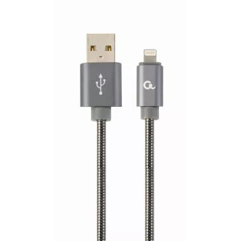 Gembird USB-A do Lightning, Premium Spiral Metal, 1m, Metaliczny Szary