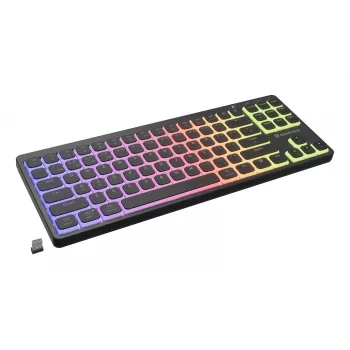 GENESIS Thor 430 TKL Bezprzewodowa mechaniczna klawiatura gamingowa, przełączniki Outemu Red, podświetlenie RGB, tryb potrójny (USB-C/2.4GHz/Bluetooth), układ US English QWERTY, czarna