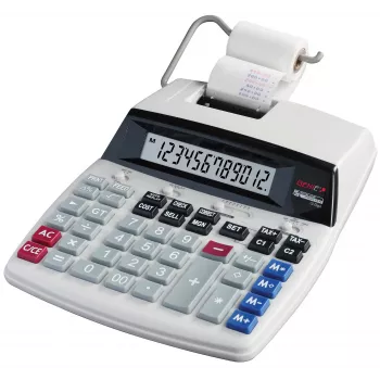GENIE D69 PLUS Desktop Printing Calculator with Ink Roller, 12-Digit LCD, 2-Color Print, AC/Battery