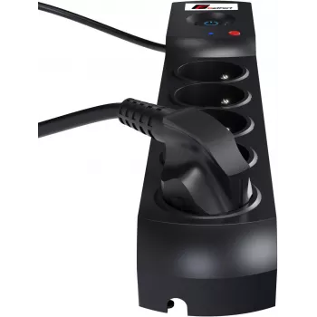 Listwa zasilająca z ochronnikiem przepięciowym GETFORT 5P-3M-B, 5 gniazd AC, kabel 3m, czarna