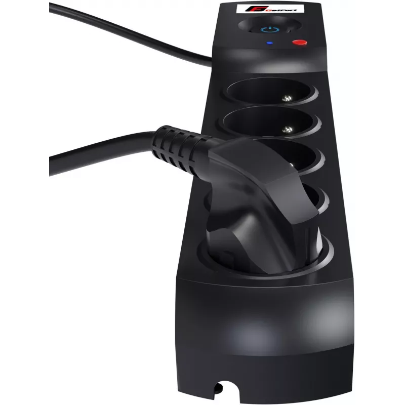 Listwa zasilająca z ochronnikiem przepięciowym GETFORT 5P-3M-B, 5 gniazd AC, kabel 3m, czarna