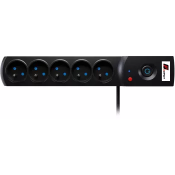 Listwa zasilająca z ochronnikiem przepięciowym GETFORT 5P-3M-B, 5 gniazd AC, kabel 3m, czarna