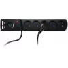 Listwa zasilająca z ochroną przeciwprzepięciową GETFORT 5P-3M-B-USB, 5 gniazd AC, 2 porty USB-A, kabel 3m, czarna