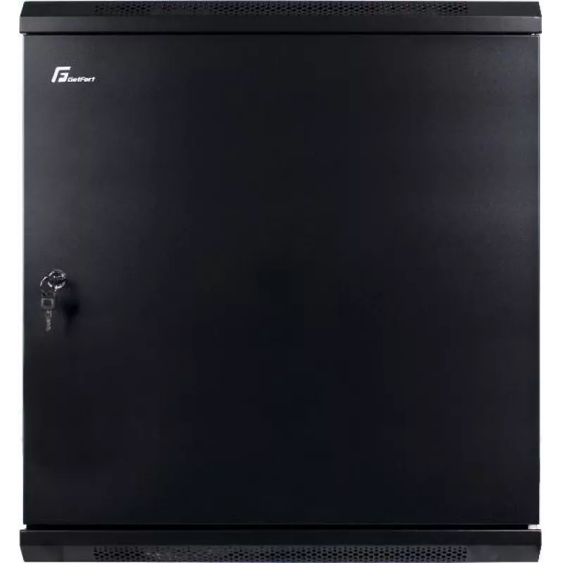 Szafa rack wisząca GETFORT CALI 12U 19 cali 600x450 mm czarne drzwi stalowe