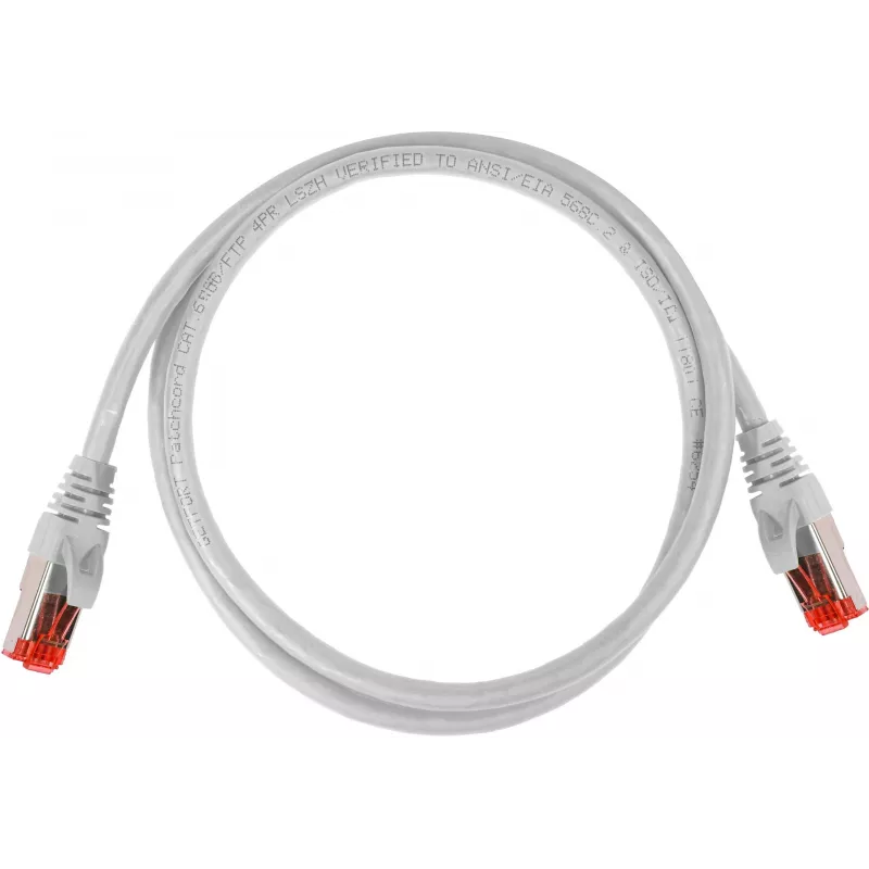 Kabel krosowy GETFORT kat.6A S/FTP LSOH 0,5 m szary