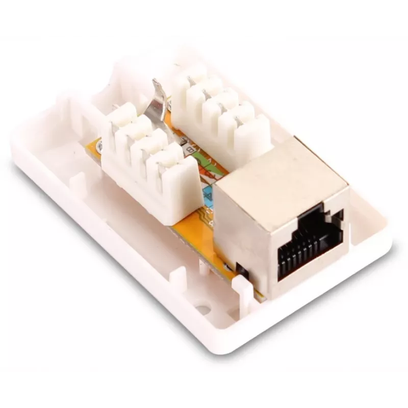 GETFORT GF-1G6FTP Ekranowane Gniazdo RJ45 do Montażu Natynkowego Cat.6, 1-Portowe, Białe