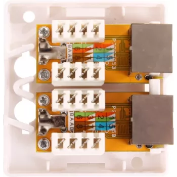 GETFORT GF-2G5EFTP Ekranowane natynkowe gniazdo RJ45, 2-portowe, kat. 5e, białe