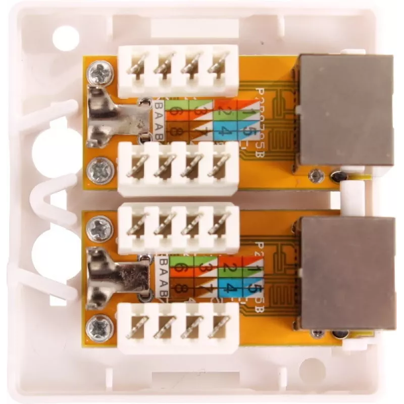GETFORT GF-2G5EFTP Ekranowane natynkowe gniazdo RJ45, 2-portowe, kat. 5e, białe