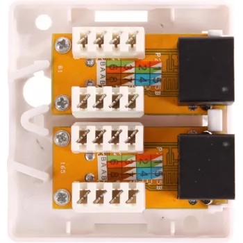GETFORT GF-2G5EUTP Gniazdo natynkowe podwójne RJ45 Cat.5e UTP, białe