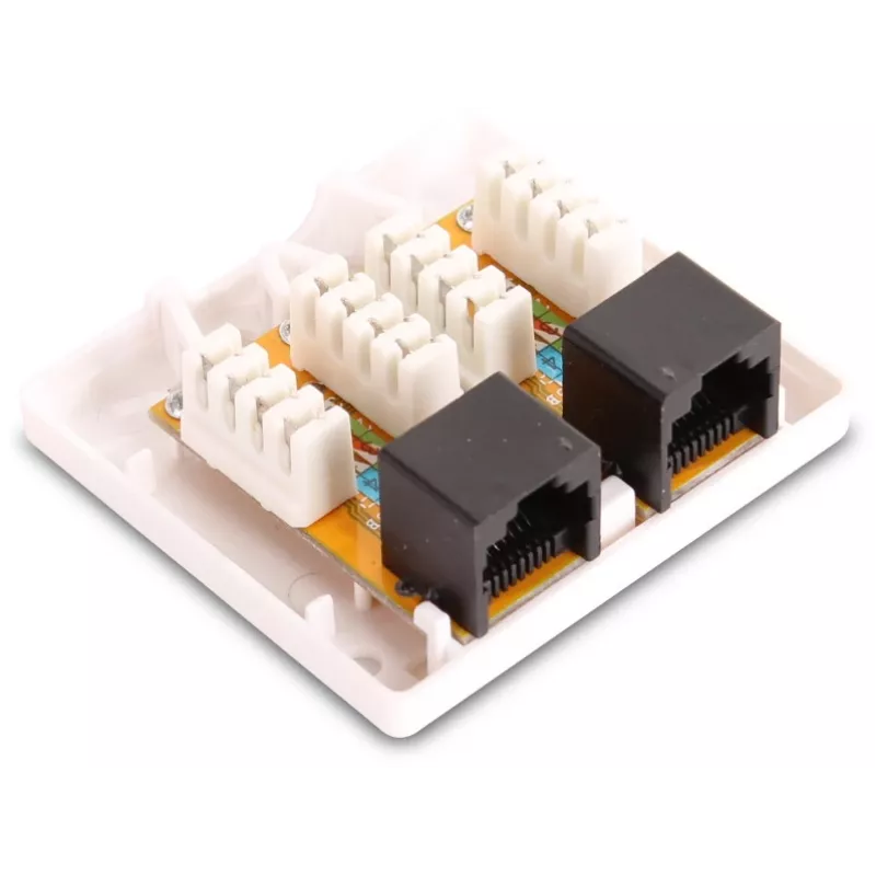 GETFORT GF-2G5EUTP Gniazdo natynkowe podwójne RJ45 Cat.5e UTP, białe