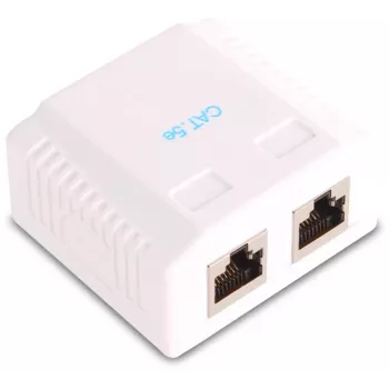 GETFORT GF-2G5EUTP Gniazdo natynkowe podwójne RJ45 Cat.5e UTP, białe
