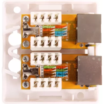 GETFORT GF-2G6FTP Ekranowane gniazdo sieciowe natynkowe, 2x RJ45, Cat6 FTP, biały