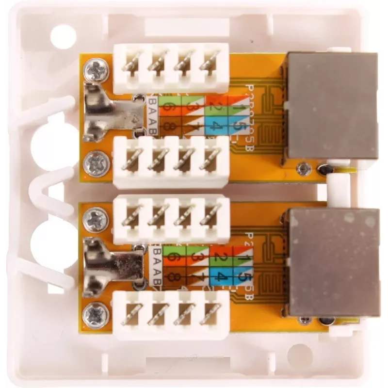 GETFORT GF-2G6FTP Ekranowane gniazdo sieciowe natynkowe, 2x RJ45, Cat6 FTP, biały