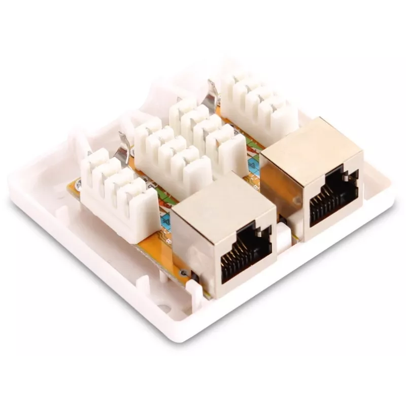 GETFORT GF-2G6FTP Ekranowane gniazdo sieciowe natynkowe, 2x RJ45, Cat6 FTP, biały