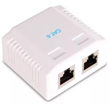 GETFORT GF-2G6FTP Ekranowane gniazdo sieciowe natynkowe, 2x RJ45, Cat6 FTP, biały