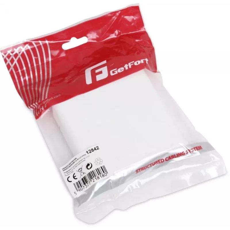 GETFORT GF-FO2P FTTH światłowodowa gniazdo abonenckie z adapterami SC/APC i LC/APC, 2-portowa puszka ścienna, jednomodowa, biała
