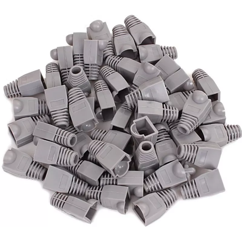 GETFORT GF-OS-RJ45-50 Szare osłonki na wtyczki RJ45, 50 szt., odciążenie naprężeń dla kabli Ethernet