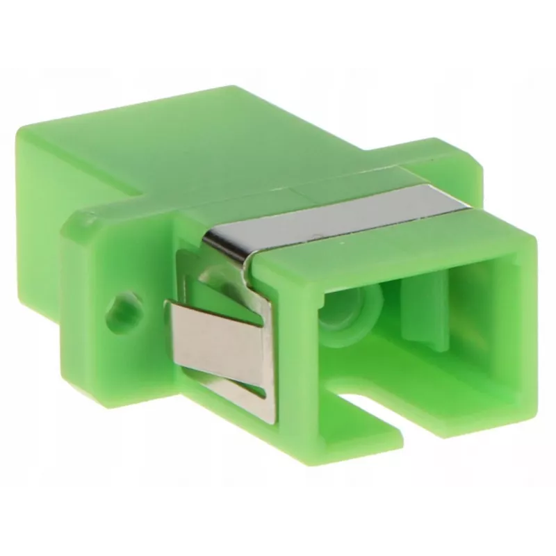 GETFORT SC/APC Simplex Adapter światłowodowy, jednomodowy, Zielony, kołnierzowy do montażu panelowego