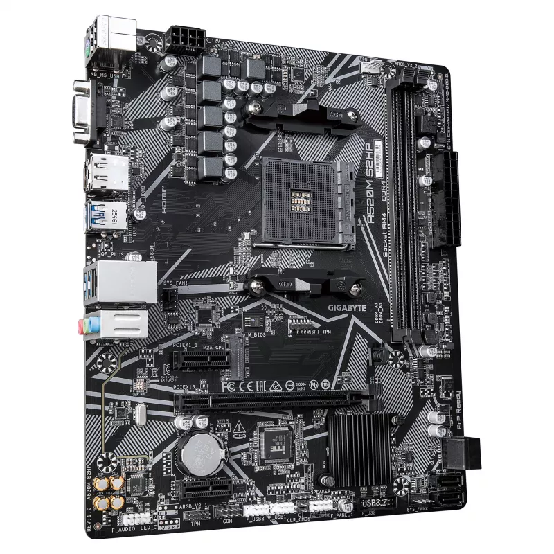 GIGABYTE A520M S2HP AM4 Micro-ATX Płyta główna, DDR4, HDMI, D-Sub, DisplayPort, M.2, Gigabit LAN