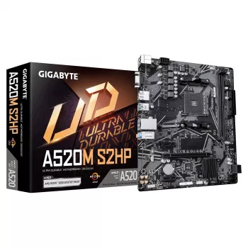 GIGABYTE A520M S2HP AM4 Micro-ATX Płyta główna, DDR4, HDMI, D-Sub, DisplayPort, M.2, Gigabit LAN