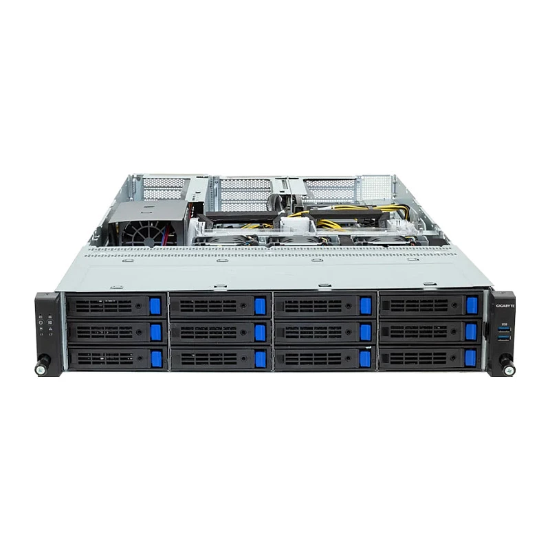 Gigabyte R243-EG0-AAL1 2U Rack Server Barebone, Single SP6, AMD EPYC 8004, 12x DDR5, 12x 3.5 inch Hot-Swap, 2x 10GbE, Redundant 850W