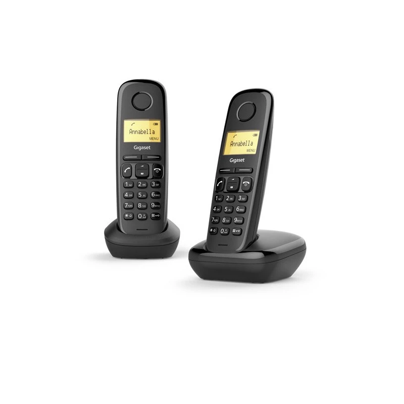 Gigaset A170 Duo Czarny Bezprzewodowy Telefon DECT z Automatyczną Sekretarką, 2 Słuchawki, ECO DECT